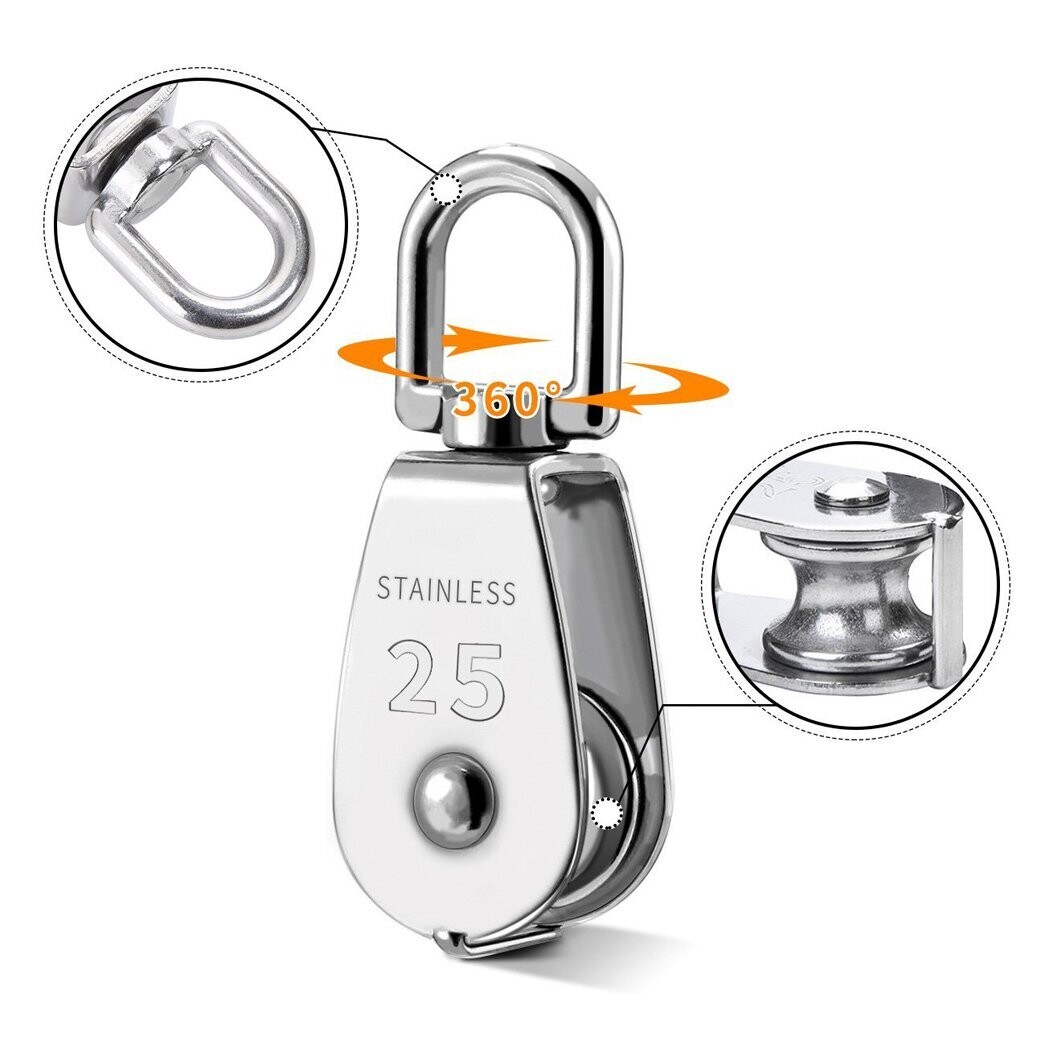 Stainless Steel Pulling &amp; Lifting Swivel Crane Pulley Set Wheel Block