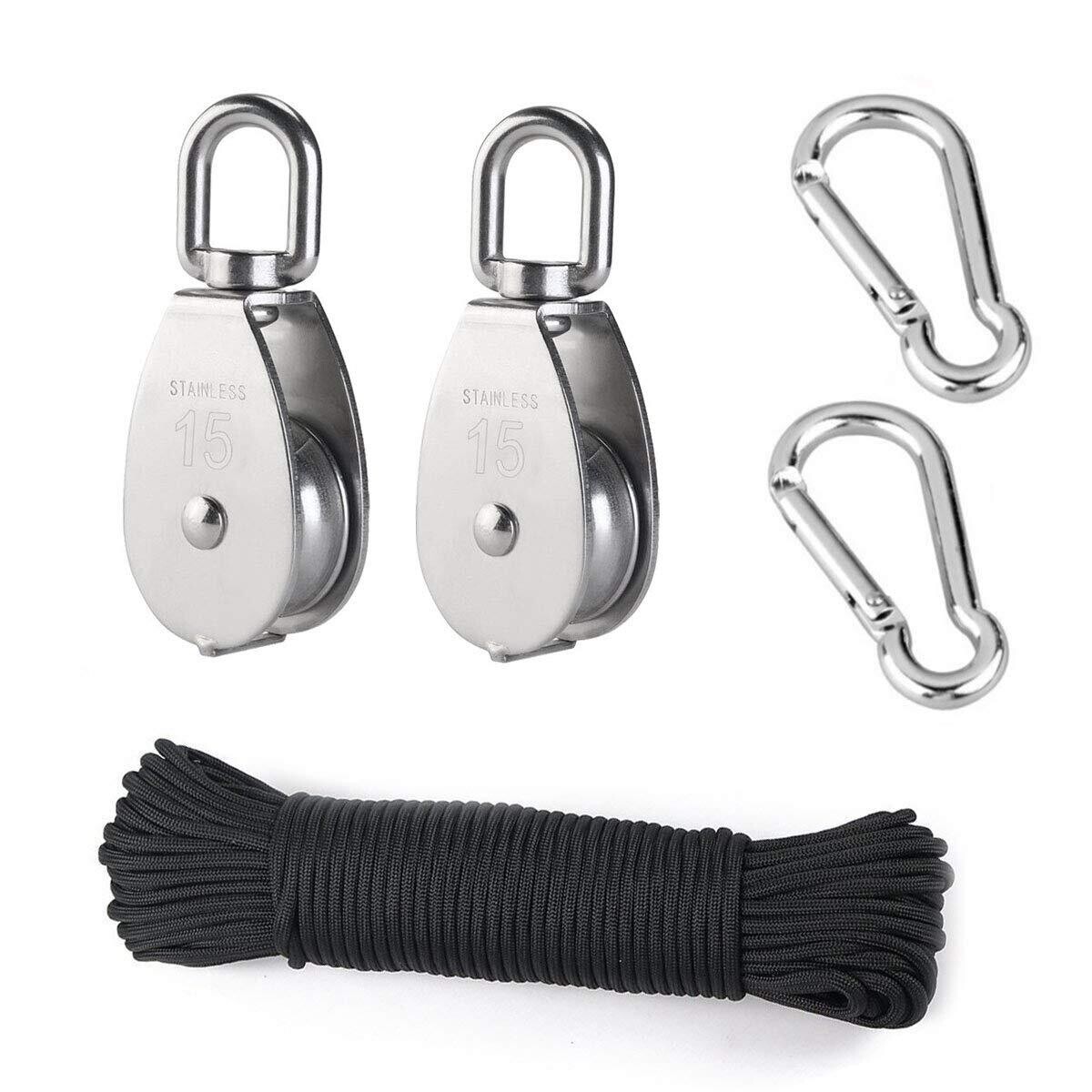 Stainless Steel Pulling &amp; Lifting Swivel Crane Pulley Set Wheel Block