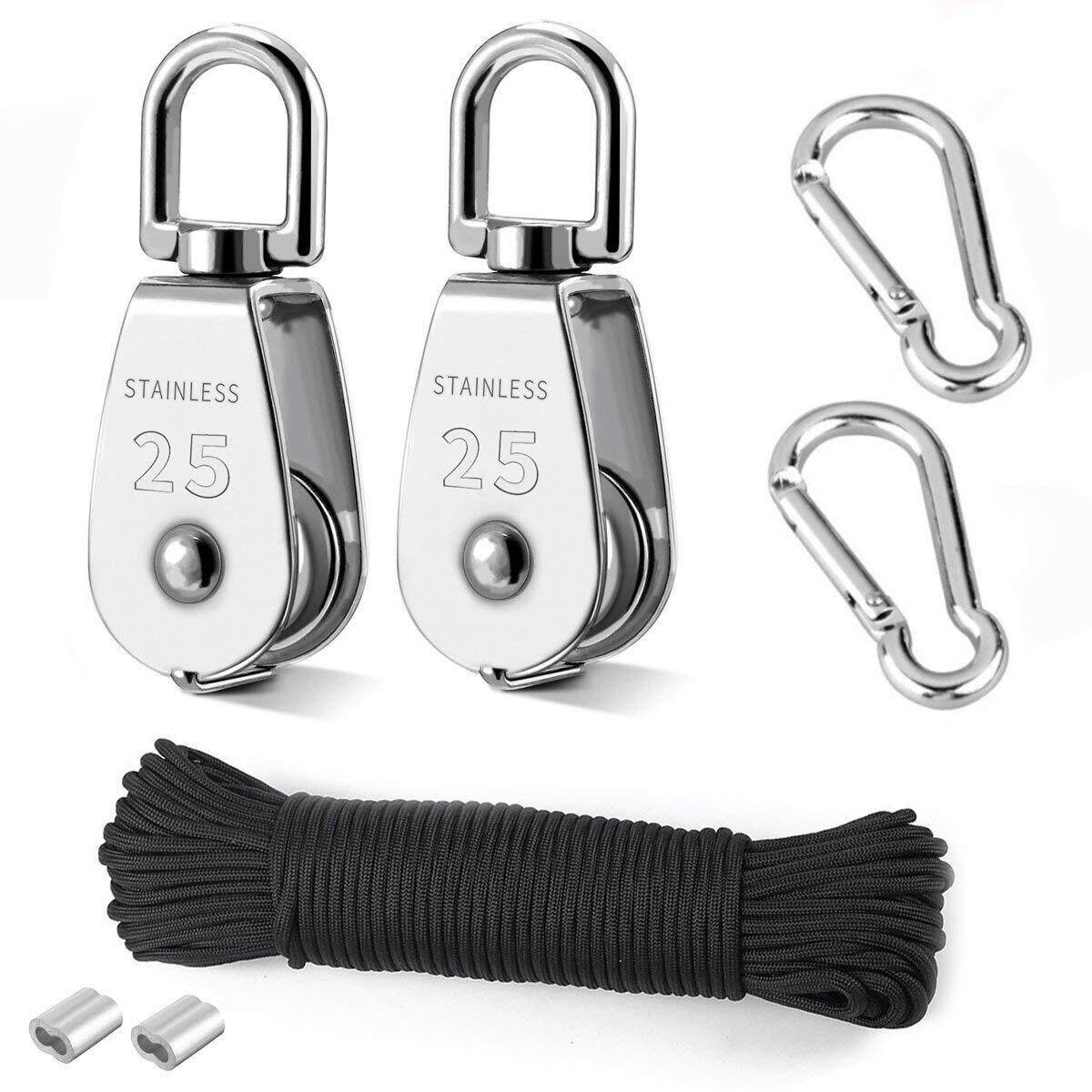 Stainless Steel Pulling &amp; Lifting Swivel Crane Pulley Set Wheel Block