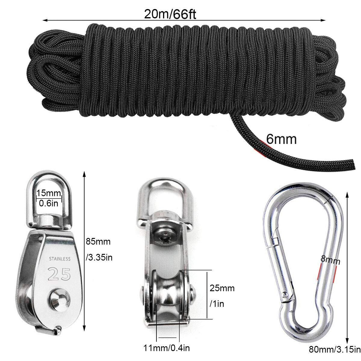 Stainless Steel Pulling &amp; Lifting Swivel Crane Pulley Set Wheel Block
