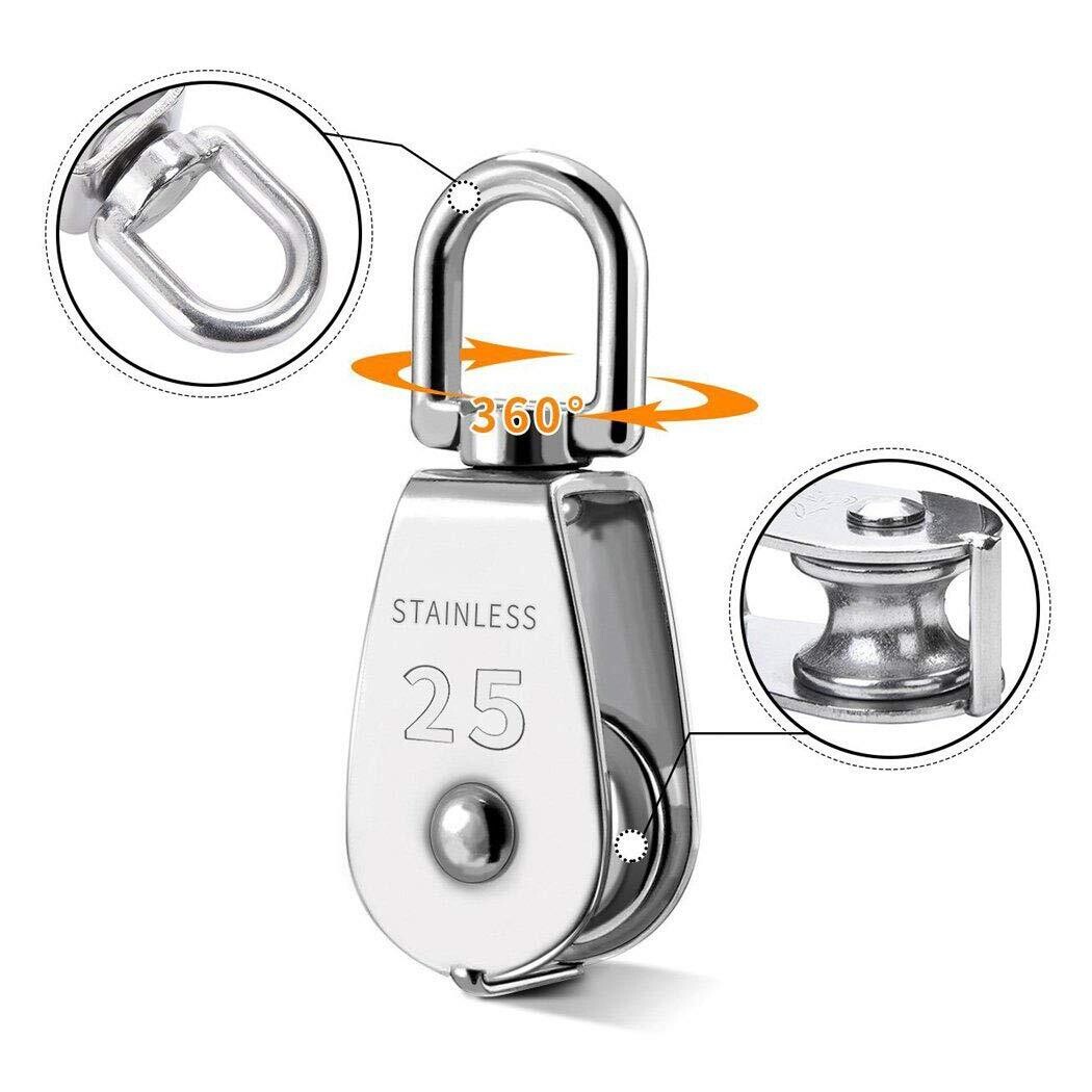Stainless Steel Pulling &amp; Lifting Swivel Crane Pulley Set Wheel Block