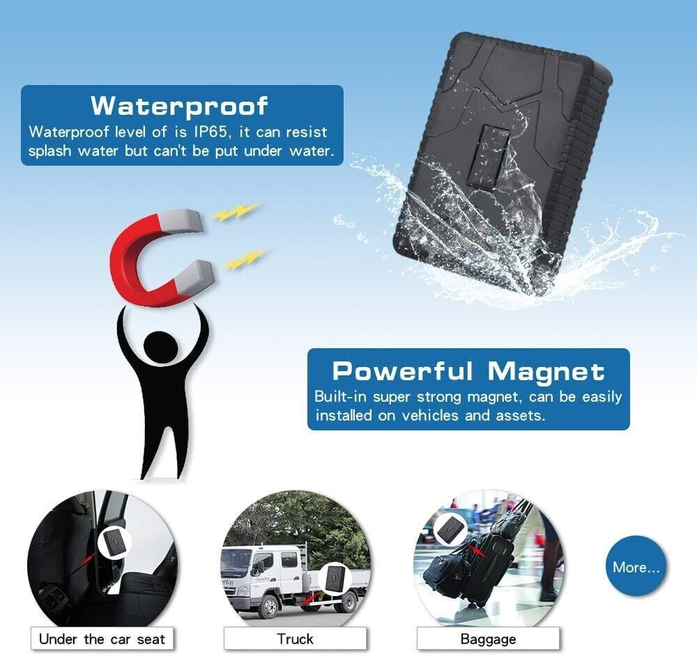 GPS Tracker for World-Wide Real-Time Tracking, Fixed Magnet, Secure Placement, Long Battery Life