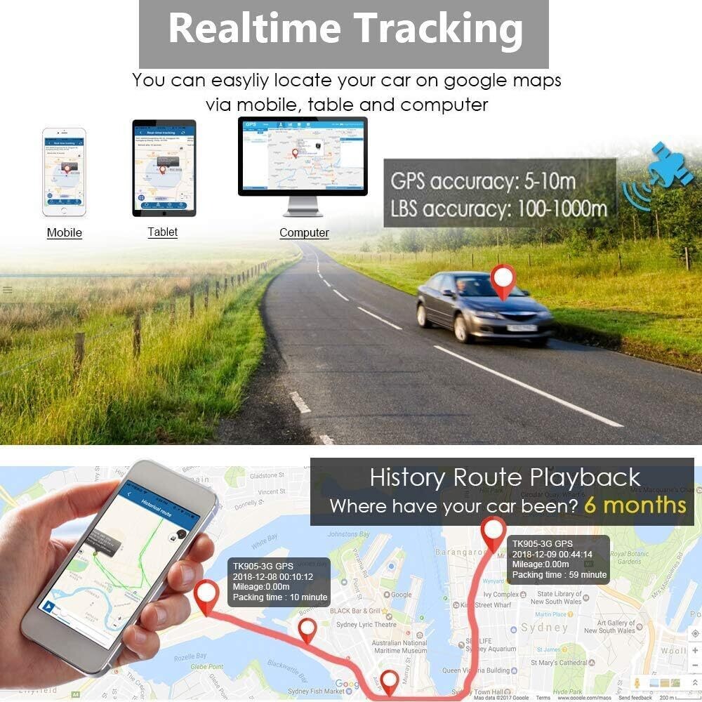 GPS Tracker for World-Wide Real-Time Tracking, Fixed Magnet, Secure Placement, Long Battery Life