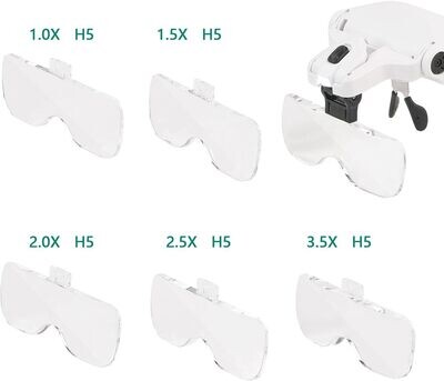 Head Magnifier with Headband - LED Magnifying Glasses with 1X to 3.5X Zoom Hands Free for Hobbies, Reading, Close Work, Jewelry Work, Repair Work, Arts &amp; Crafts -5 Detachable Lenses