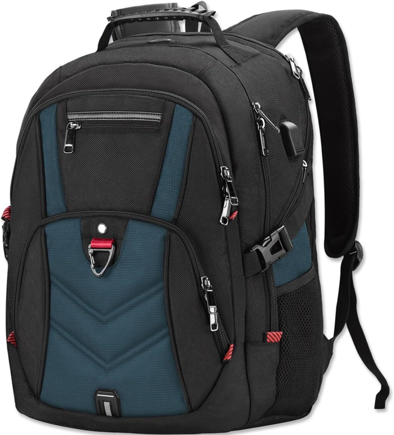 Assorted Large Waterproof Work and Business Travel Notebook Backpack with USB Charging Port – For Men, Boys, Girls, Students, and Teenagers
