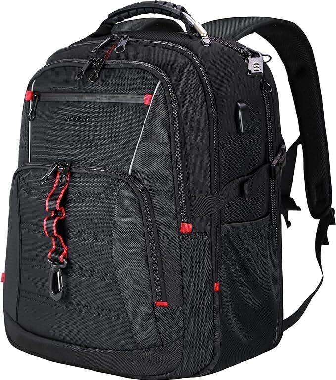 Assorted Large Waterproof Work and Business Travel Notebook Backpack with USB Charging Port – For Men, Boys, Girls, Students, and Teenagers