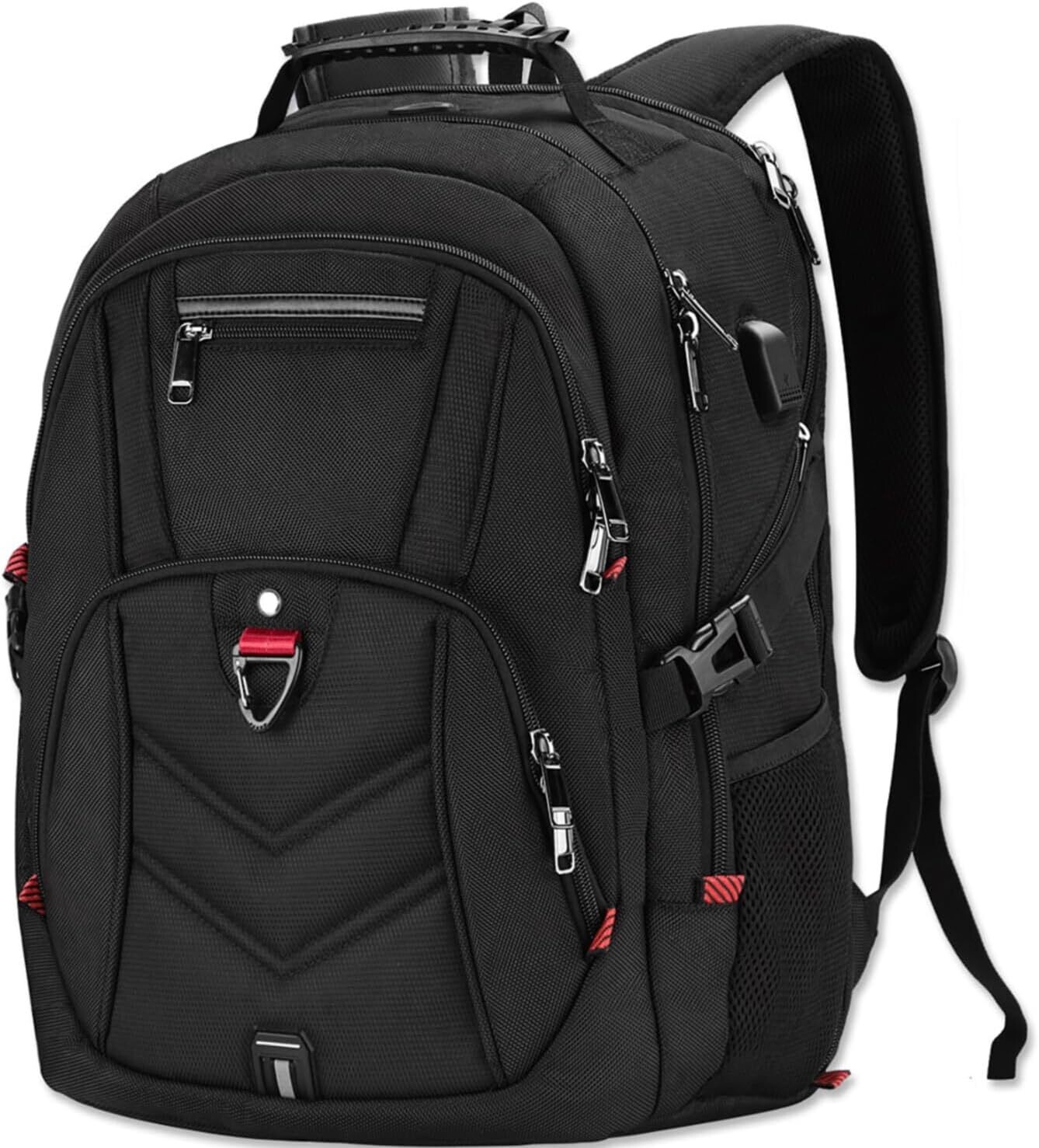 Assorted Large Waterproof Work and Business Travel Notebook Backpack with USB Charging Port – For Men, Boys, Girls, Students, and Teenagers