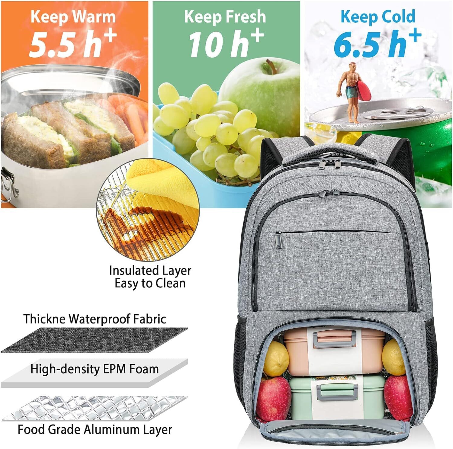 Assorted Large Waterproof Work and Business Travel Notebook Backpack with USB Charging Port – For Men, Boys, Girls, Students, and Teenagers