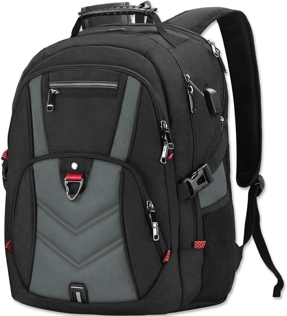 Assorted Large Waterproof Work and Business Travel Notebook Backpack with USB Charging Port – For Men, Boys, Girls, Students, and Teenagers