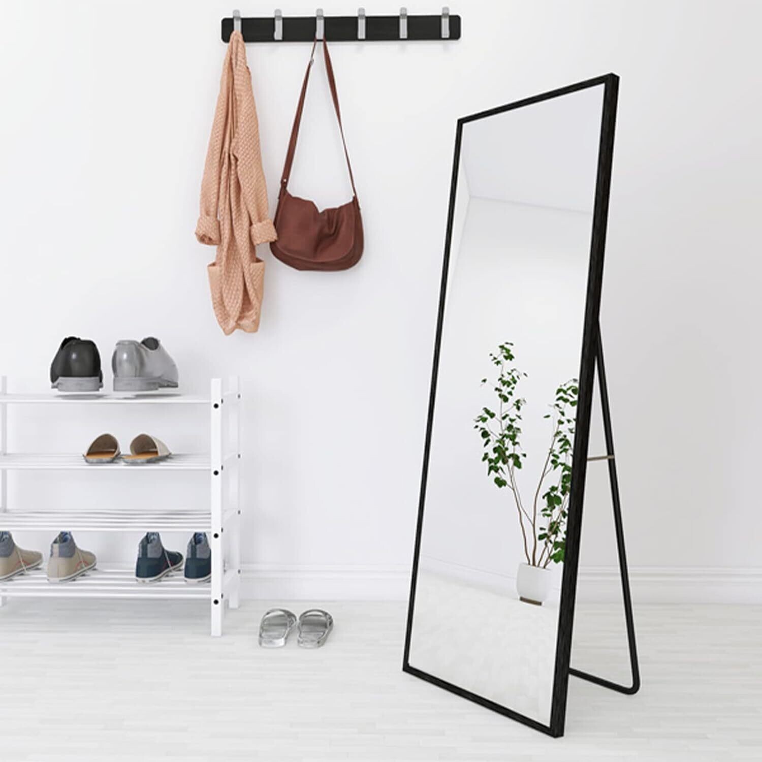 Free Standing Hanging or Leaning Large Floor Mirror with Aluminum Alloy Frame for Living Room and Bedroom Decor