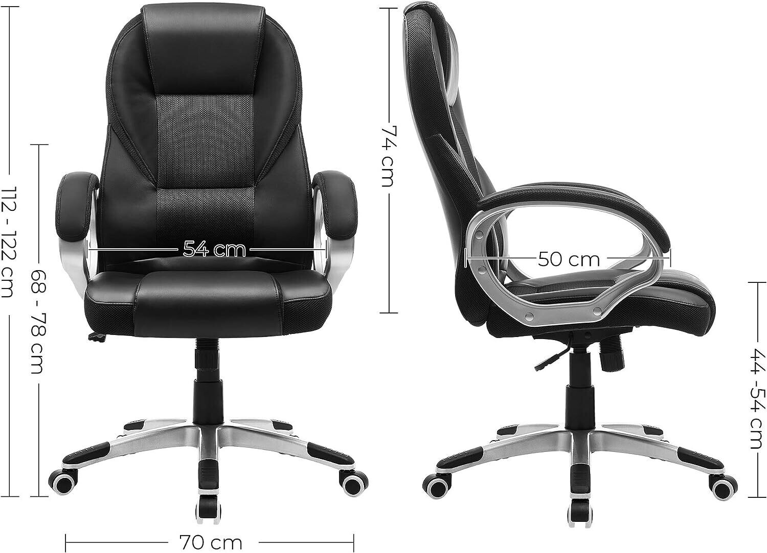 Adjustable Black Ergonomic Executive Office Chair - Durable and Stable Design with Height Adjustment for Enhanced Comfort and Support in the Workplace