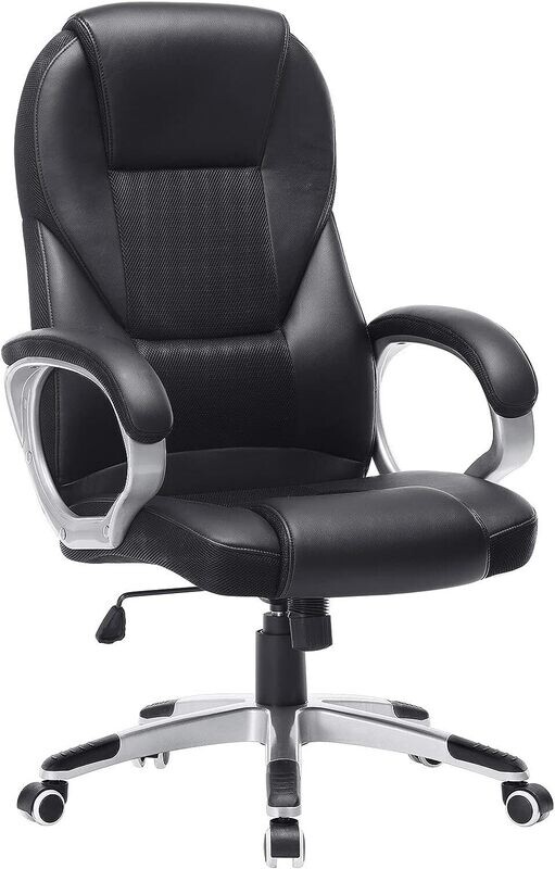 Adjustable Black Ergonomic Executive Office Chair - Durable and Stable Design with Height Adjustment for Enhanced Comfort and Support in the Workplace