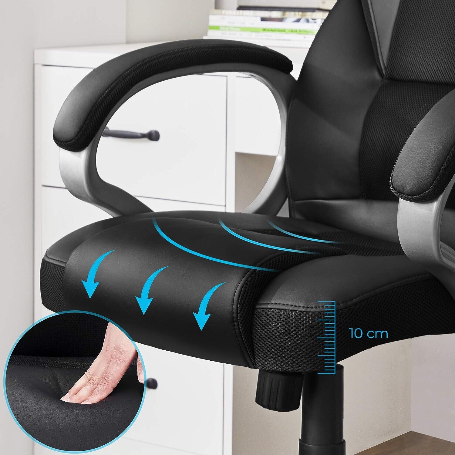 Adjustable Black Ergonomic Executive Office Chair - Durable and Stable Design with Height Adjustment for Enhanced Comfort and Support in the Workplace