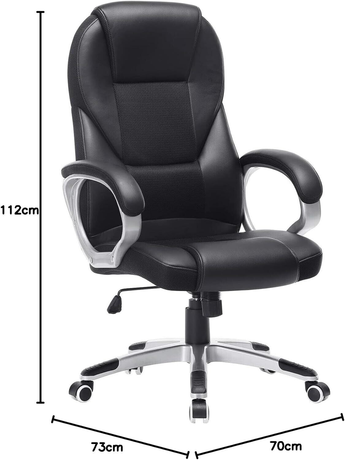 Adjustable Black Ergonomic Executive Office Chair - Durable and Stable Design with Height Adjustment for Enhanced Comfort and Support in the Workplace