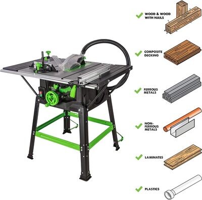 1500W 230V Heavy-Duty Multi-Material Cutting Table Saw for Precision Woodworking and DIY Projects - Ideal for Home Improvement