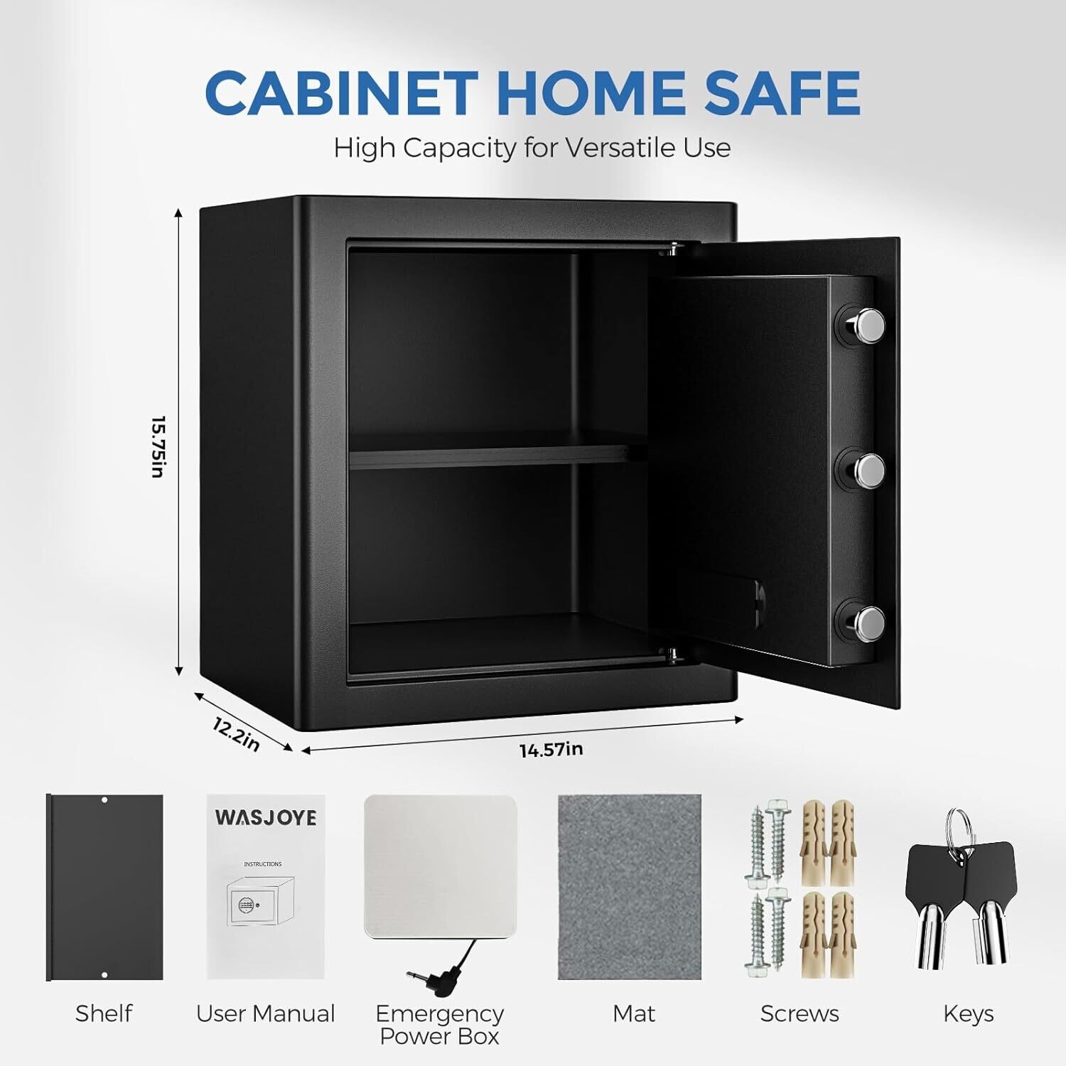 Digital Electronic Security Keypad Large Safe with Key Lock for Home, Hotel, Business, and Office – Safe for Money, Gun, Jewelry, and Passport Storage