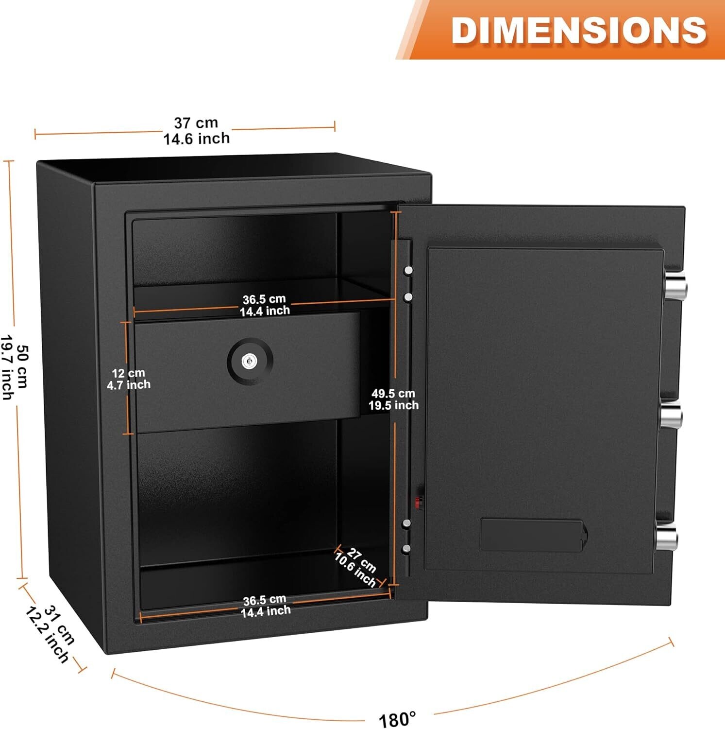 Digital Electronic Security Keypad Large Safe with Key Lock for Home, Hotel, Business, and Office – Safe for Money, Gun, Jewelry, and Passport Storage