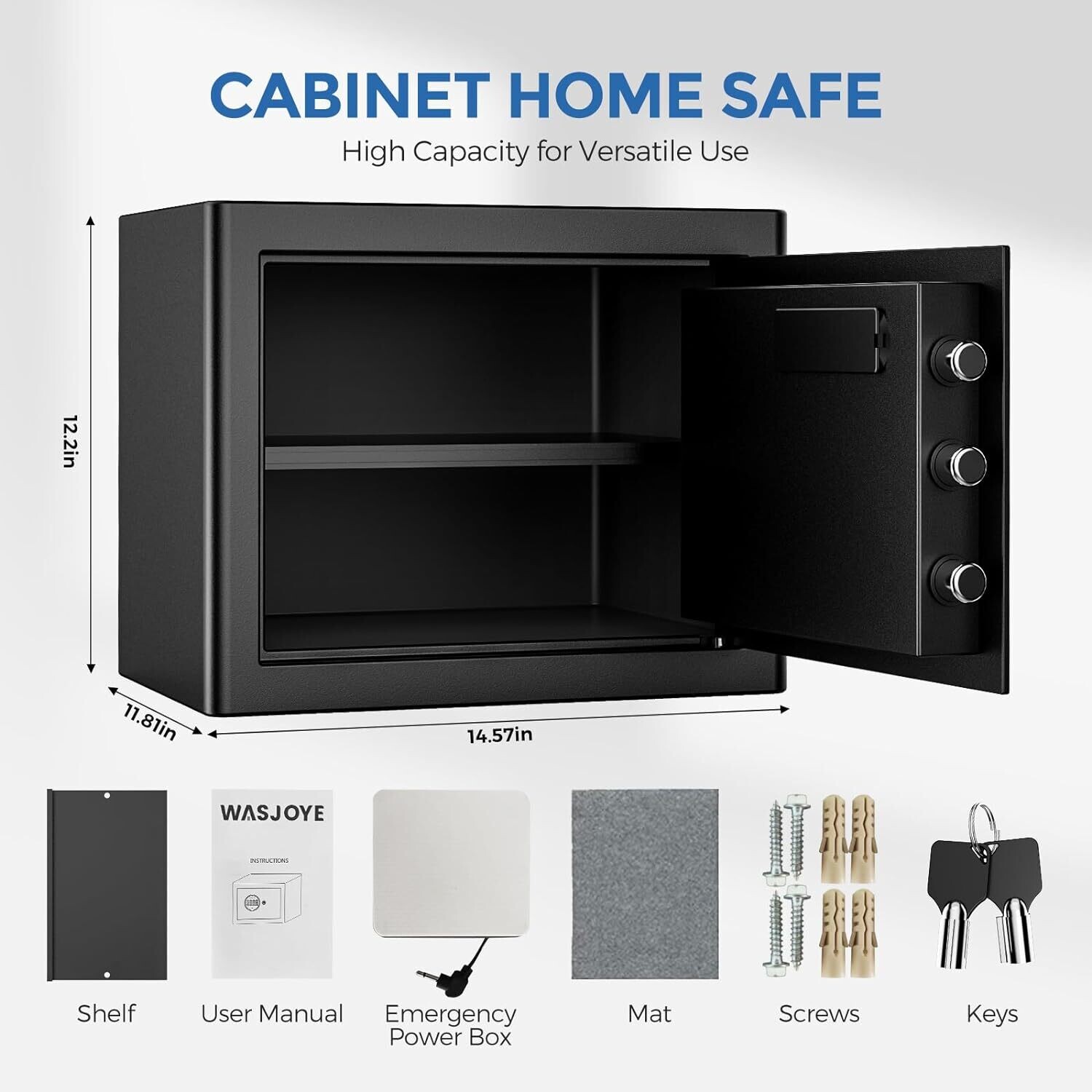Digital Electronic Security Keypad Large Safe with Key Lock for Home, Hotel, Business, and Office – Safe for Money, Gun, Jewelry, and Passport Storage