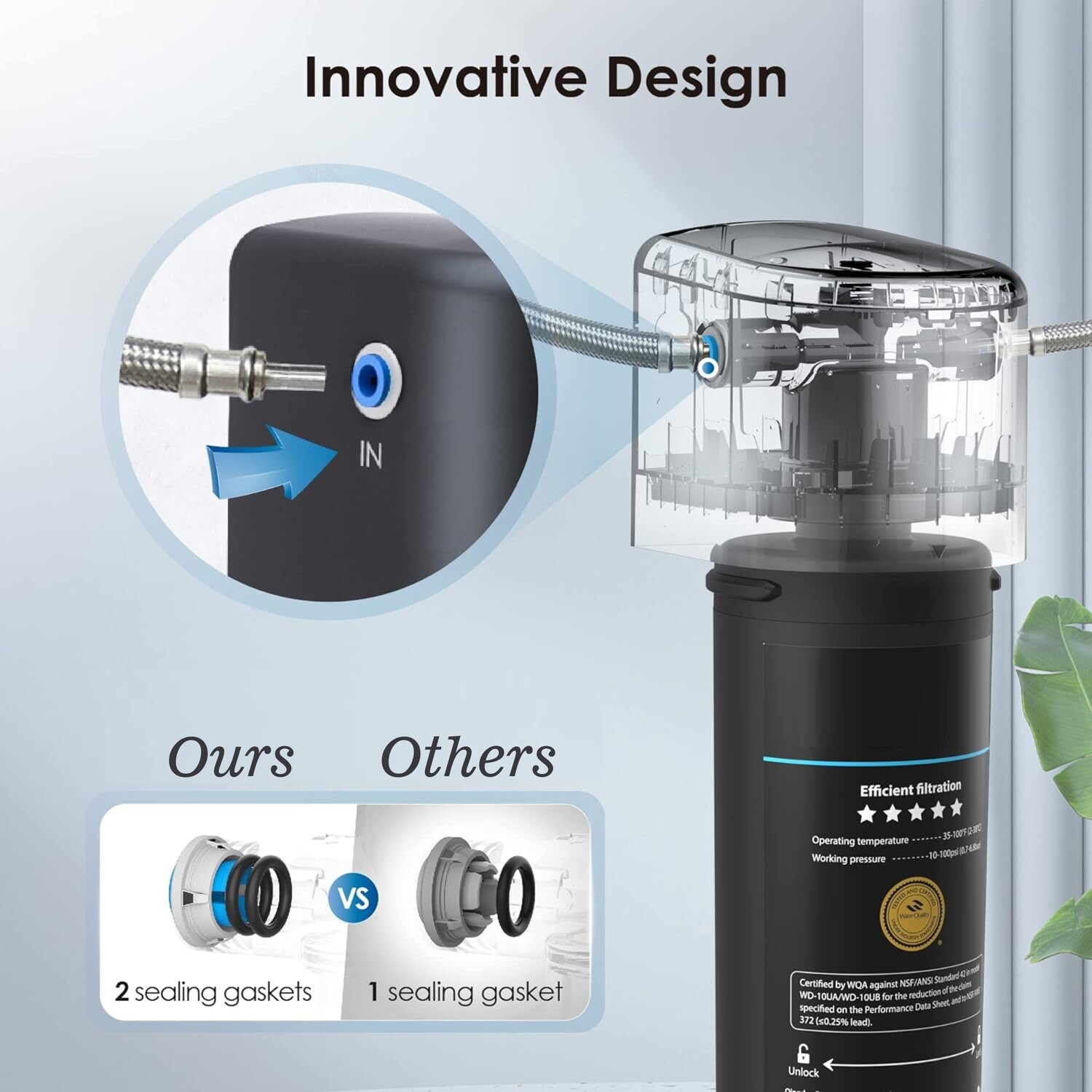 15UA Under Sink Water Filter System, 60K Liters High Capacity, Direct Connect to Kitchen Faucet for Clean and Fresh Drinking Water