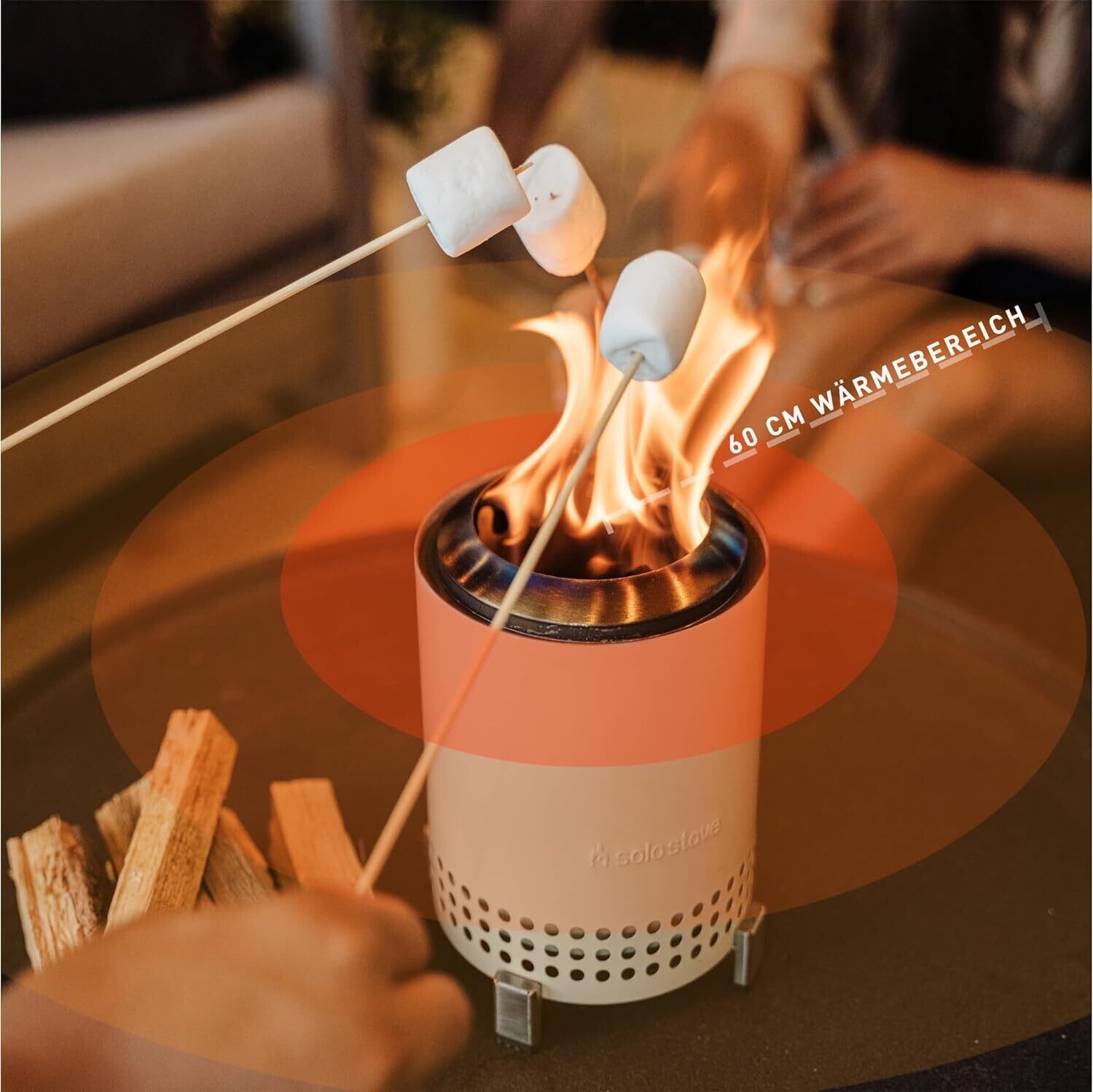 Stainless Steel Tabletop Fire Pit with Stand | Low Smoke Outdoor Mini Fire for Urban &amp; Suburbs | Fueled by Pellets or Wood, Safe Burning,