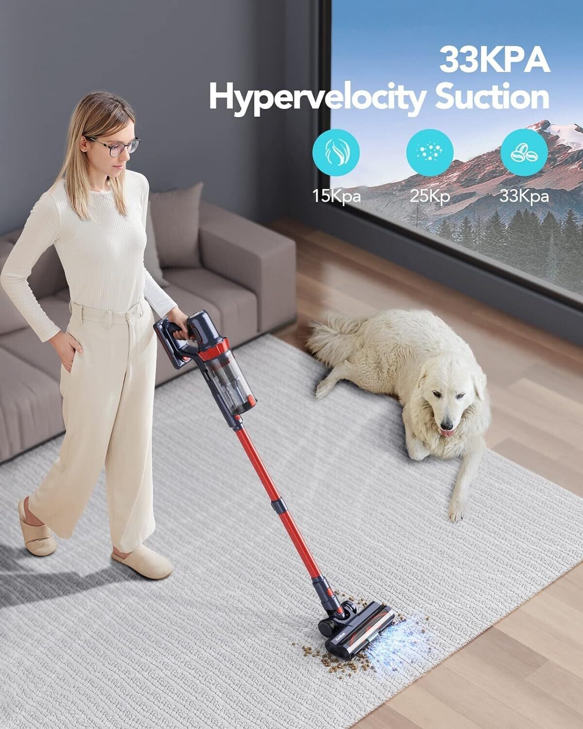 Cordless Vacuum Cleaner 4 in 1 Lightweight Handheld Vacuum for Hardwood Floor Carpet Pet Hair Car Stair