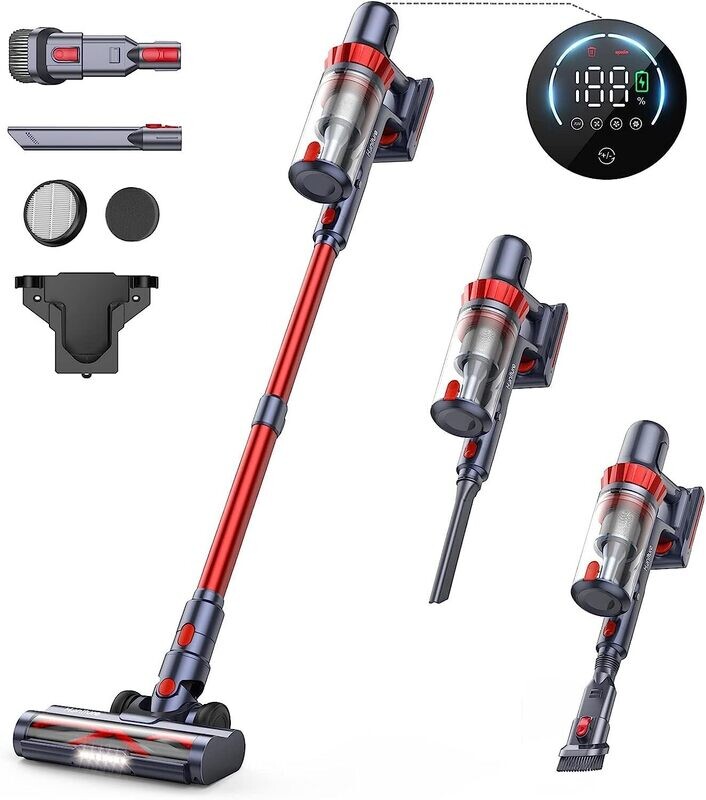 Cordless Vacuum Cleaner 4 in 1, Lightweight Handheld Vacuum for Hardwood Floors, Carpet, Pet Hair, Car, and Stairs Cleaning