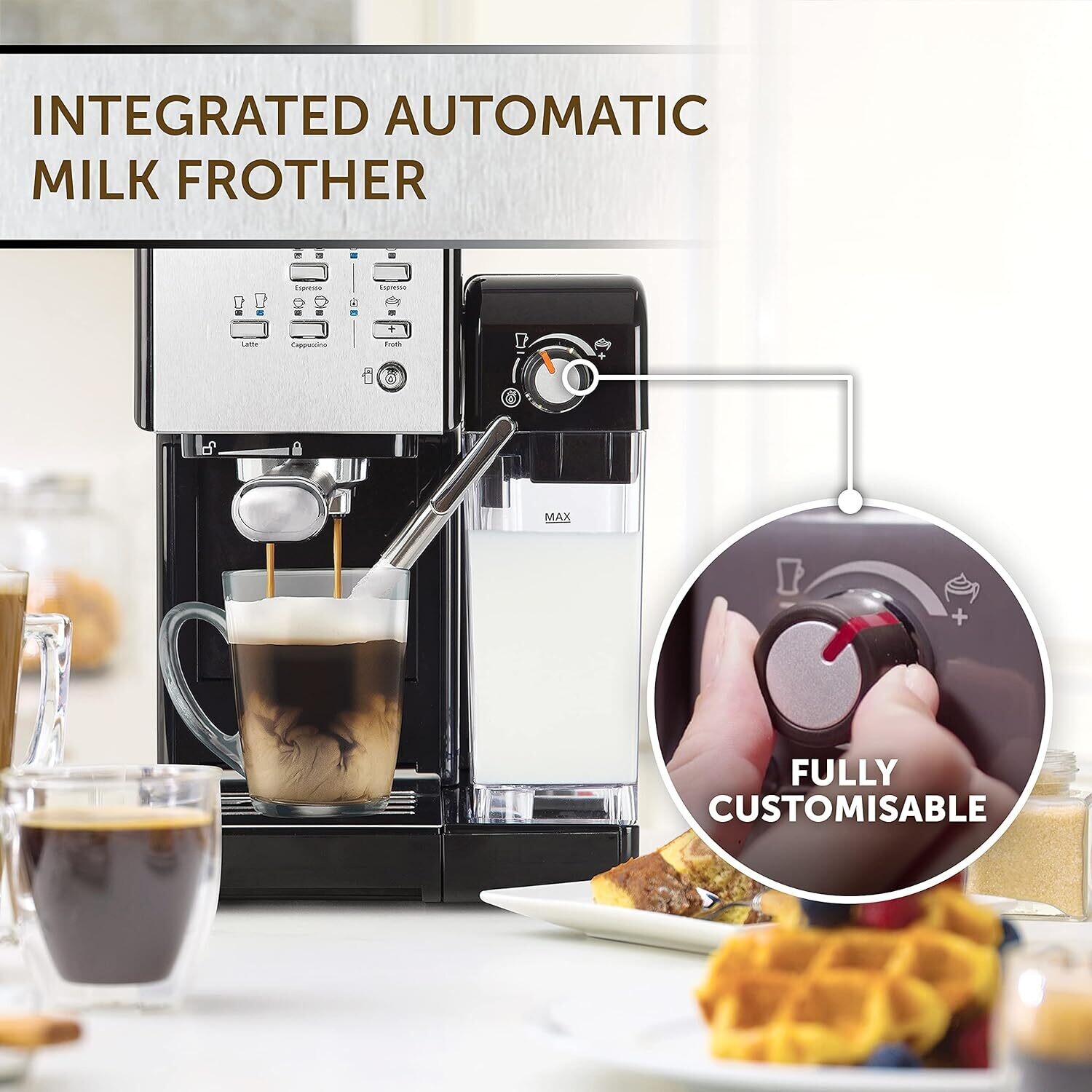 Automatic One-Touch Coffee Machine – Espresso, Cappuccino &amp; Latte Maker with 19-Bar Italian Pump