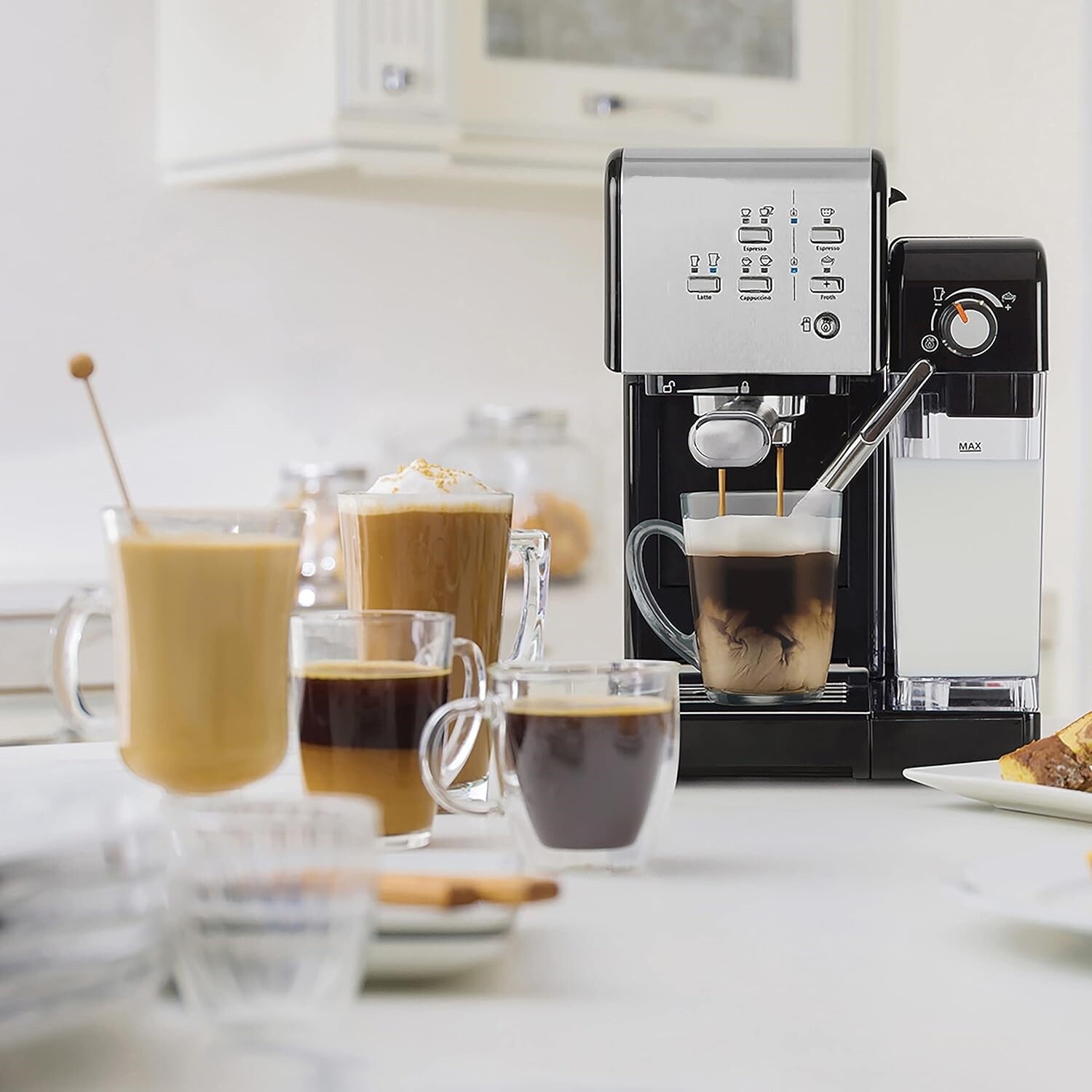 Automatic One-Touch Coffee Machine – Espresso, Cappuccino &amp; Latte Maker with 19-Bar Italian Pump