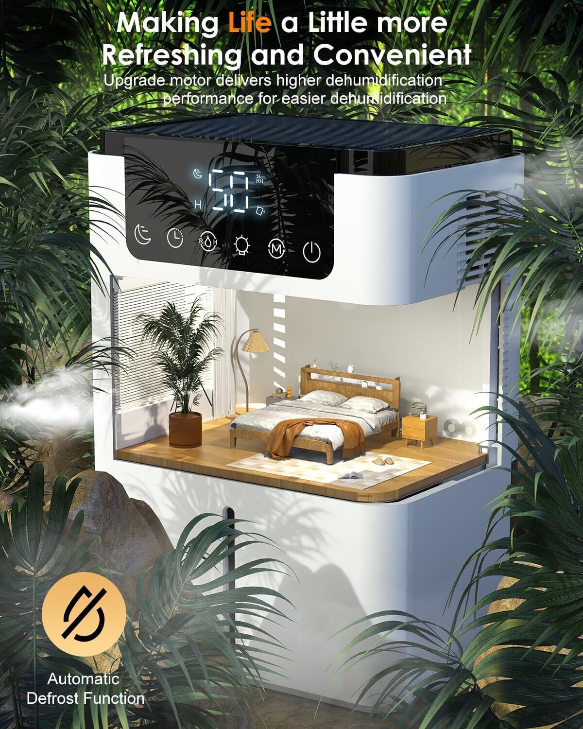 2.2L Ultra-Quiet Dehumidifier with Auto Defrost – Ideal for Drying Clothes, Bedroom &amp; Bathroom Use, 2 Working Modes