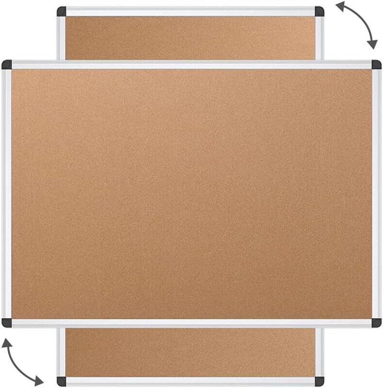 48 x 36-Inch Aluminum Frame Cork Notice Board - Durable Bulletin Board for Home, Office, and School Use - Ideal for Displaying Notices, Messages, and Reminders