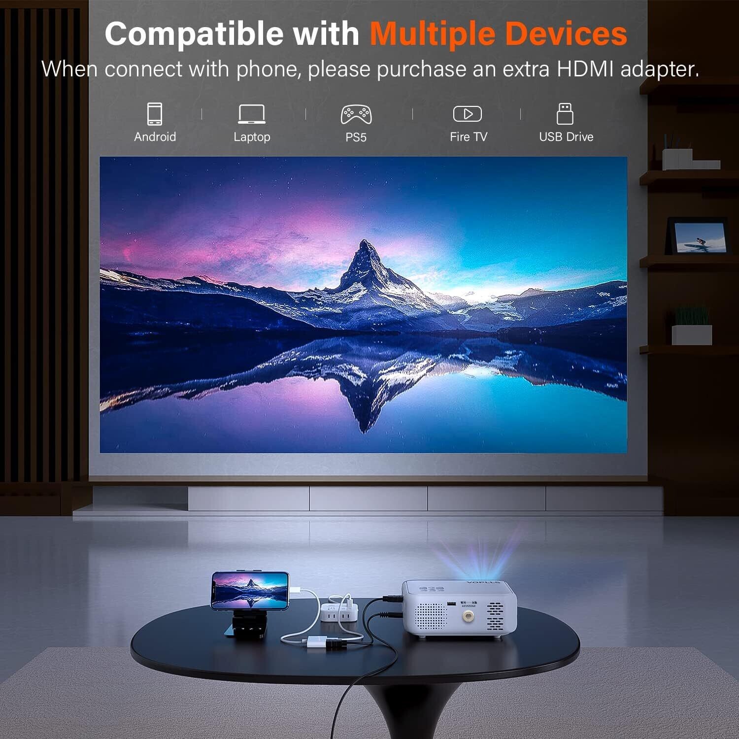 Mini Projector, Upgraded 1080P Full HD 11000L, Video Projector Portable Outdoor Home Theater Movie