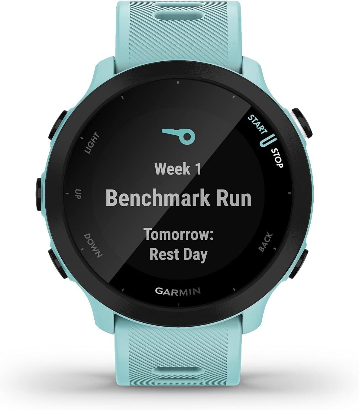 55 GPS Running Smartwatch with Training Guidance – Ideal for Running, Fitness Tracking, and Health Monitoring, Colour Name: Aqua Band