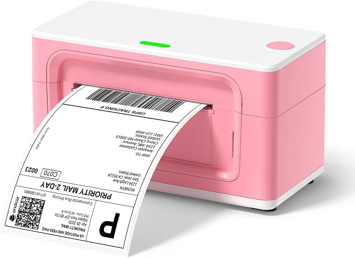 USB Label Printer 4XL Label Printer 4×6 Thermal Label Printer Desktop Shipping Label Printer 203DPI Compatible with Amazon, Ebay, Etsy &amp;  Zbiz, Shopify,, Colour Name: Pink