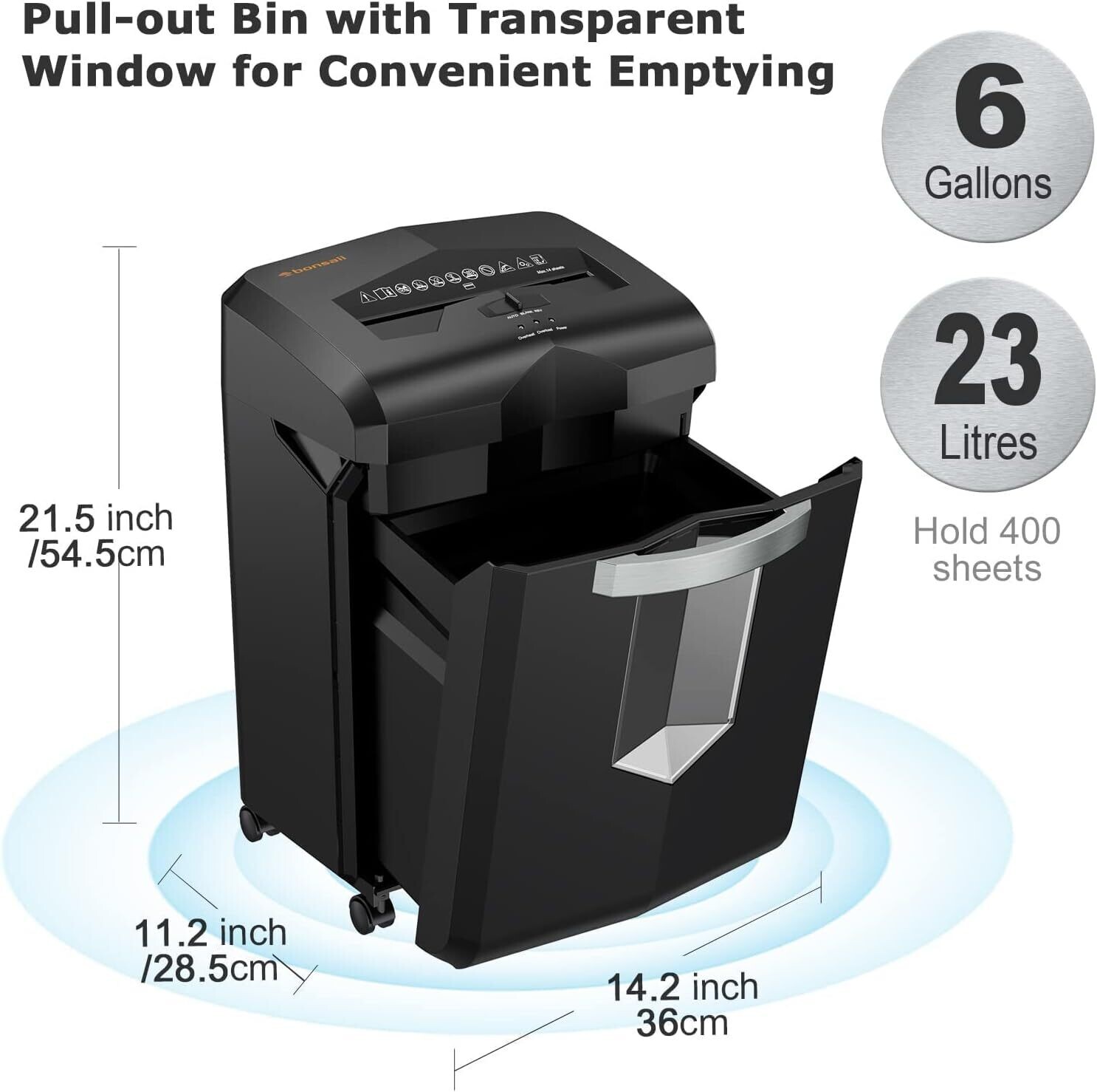 60-Minute Heavy-Duty Shredder Machine for Office Use - Shreds Credit Cards, Staples, and Clips with Pullout Basket and 4 Casters for Easy Mobility