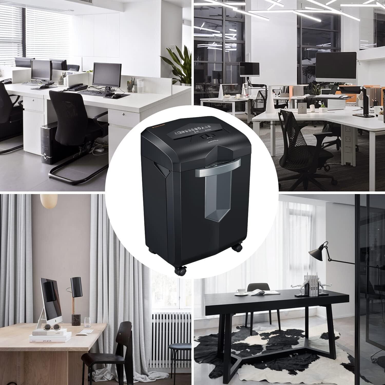 60-Minute Heavy-Duty Shredder Machine for Office Use - Shreds Credit Cards, Staples, and Clips with Pullout Basket and 4 Casters for Easy Mobility