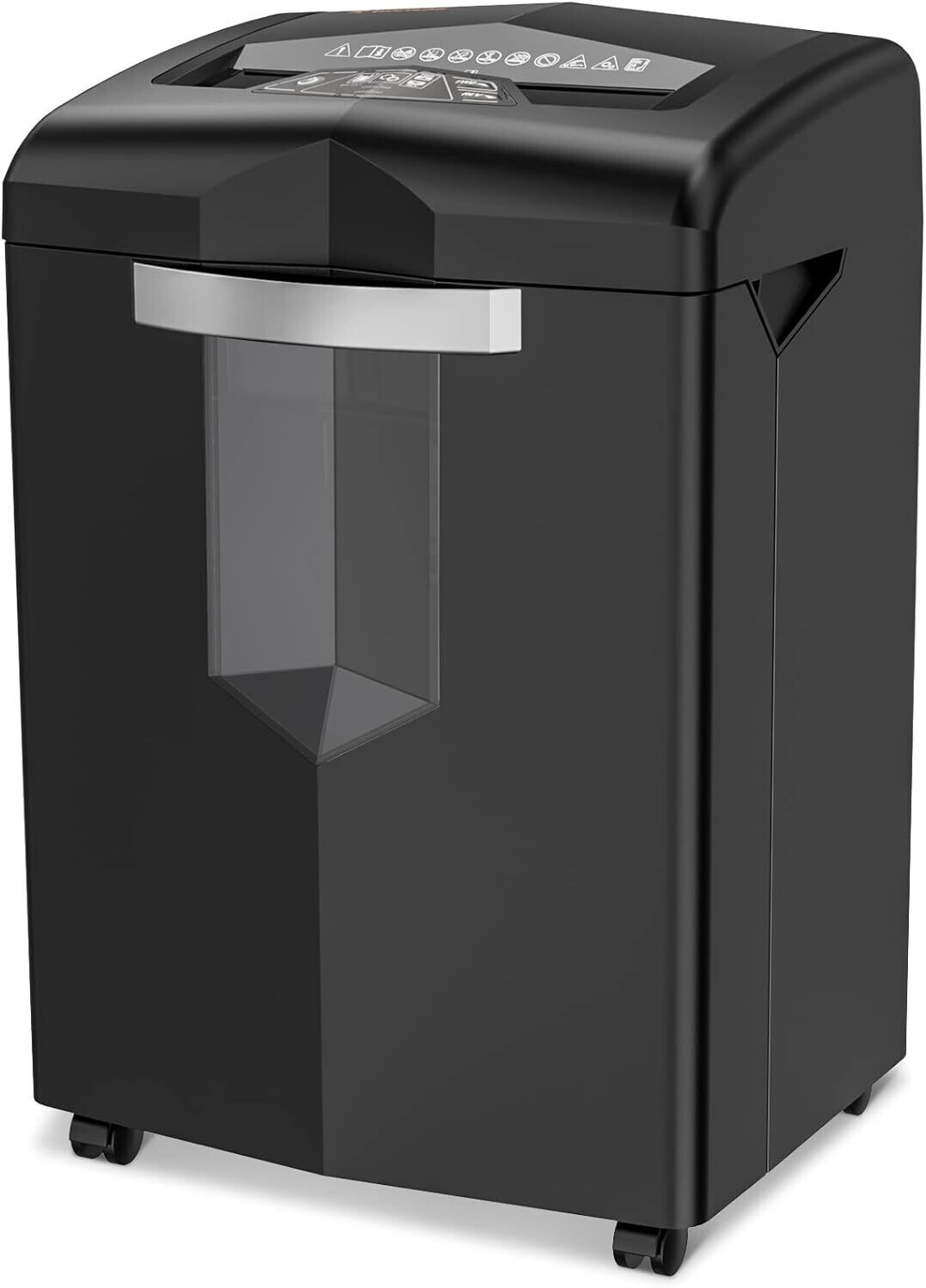 60-Minute Heavy-Duty Shredder Machine for Office Use - Shreds Credit Cards, Staples, and Clips with Pullout Basket and 4 Casters for Easy Mobility