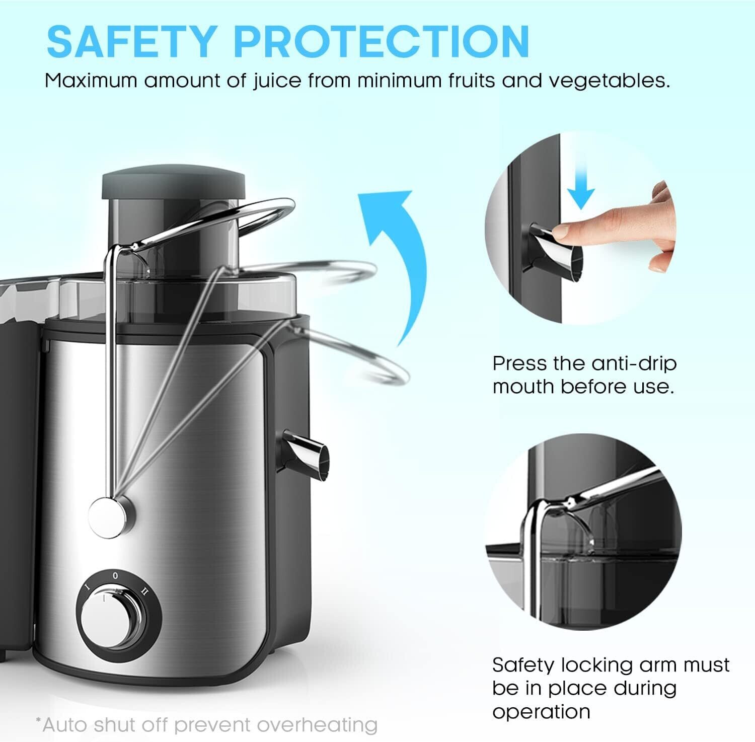 600W Whole Fruit and Vegetable Juice Extractor - Stainless Steel Centrifugal Juicer Machine for Efficient Juice Extraction