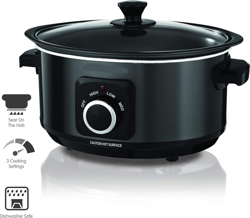 3.5-Litre Slow Cooker - Sear and Stew Cooking Pot for Versatile Meal Preparation - Ideal for Stews, Soups, and Slow-Cooked Dishes - Durable Design with Easy-to-Use Controls for Convenient, Flavorful