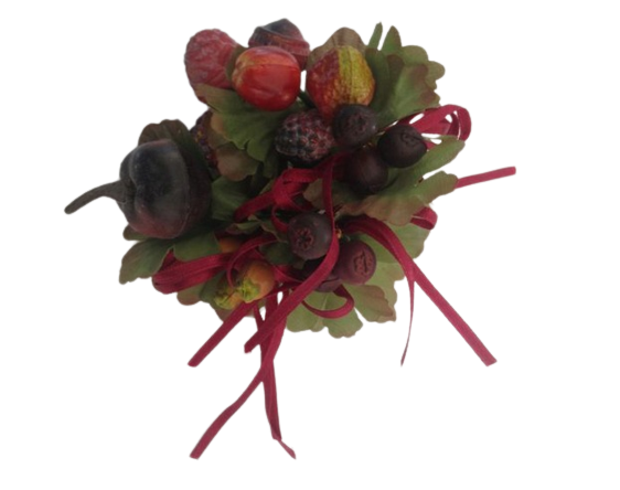 Beautiful Pair of Decorative Floral Silk Candle Rings – Plastic Base with Fruits for Elegant Home Decor