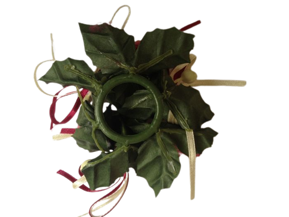 Beautiful Pair of Decorative Floral Silk Candle Rings – Plastic Base with Fruits for Elegant Home Decor