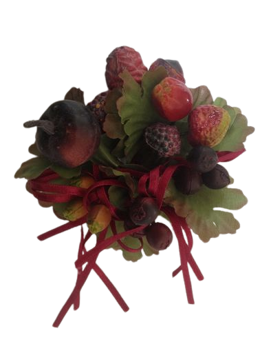 Beautiful Pair of Decorative Floral Silk Candle Rings – Plastic Base with Fruits for Elegant Home Decor