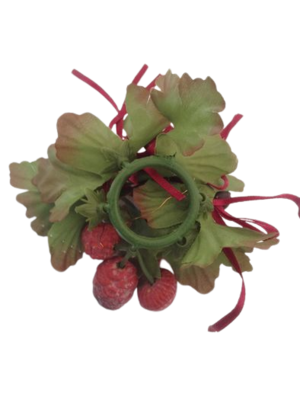 Beautiful Pair of Decorative Floral Silk Candle Rings – Plastic Base with Fruits for Elegant Home Decor