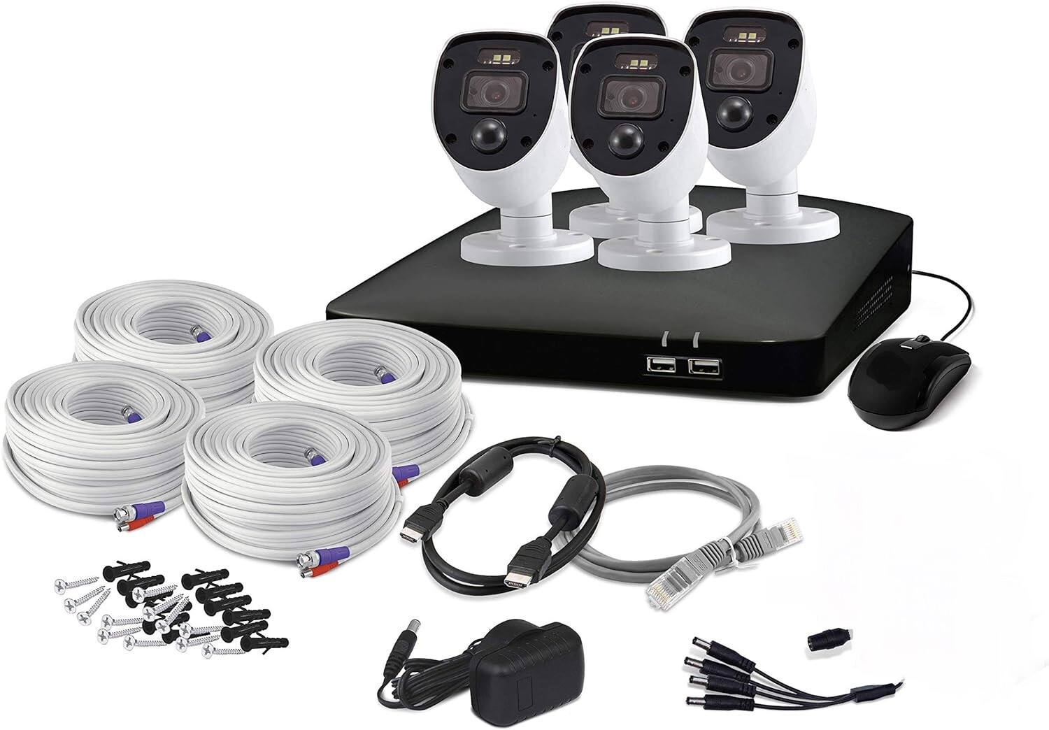 Home DVR Security Camera System with 1TB HDD, 4 Cameras, 8-Channel 1080p Full HD Indoor &amp; Outdoor Wired CCTV Surveillance