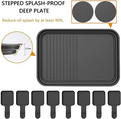 8 Mini Non-Stick Pans for Raclette Cheese Dishes - Cooking Party Kitchen Cooker with 1 Steak Pan and 1500W BBQ Grill for Healthy Grilling and Entertaining
