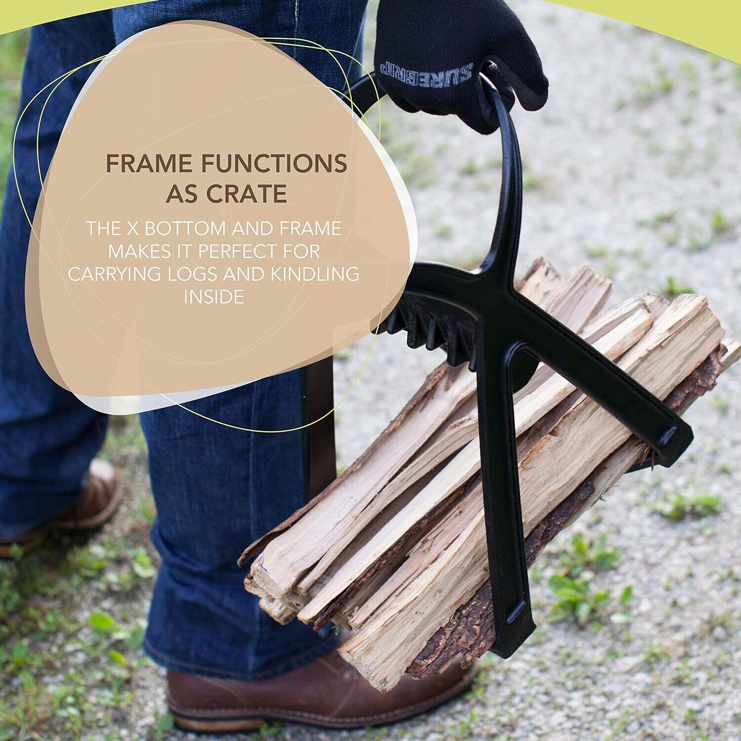 Kindle Quick Manual Log Splitting Tool - Steel Chisel Tip Splits Firewood Easily &amp; Safely