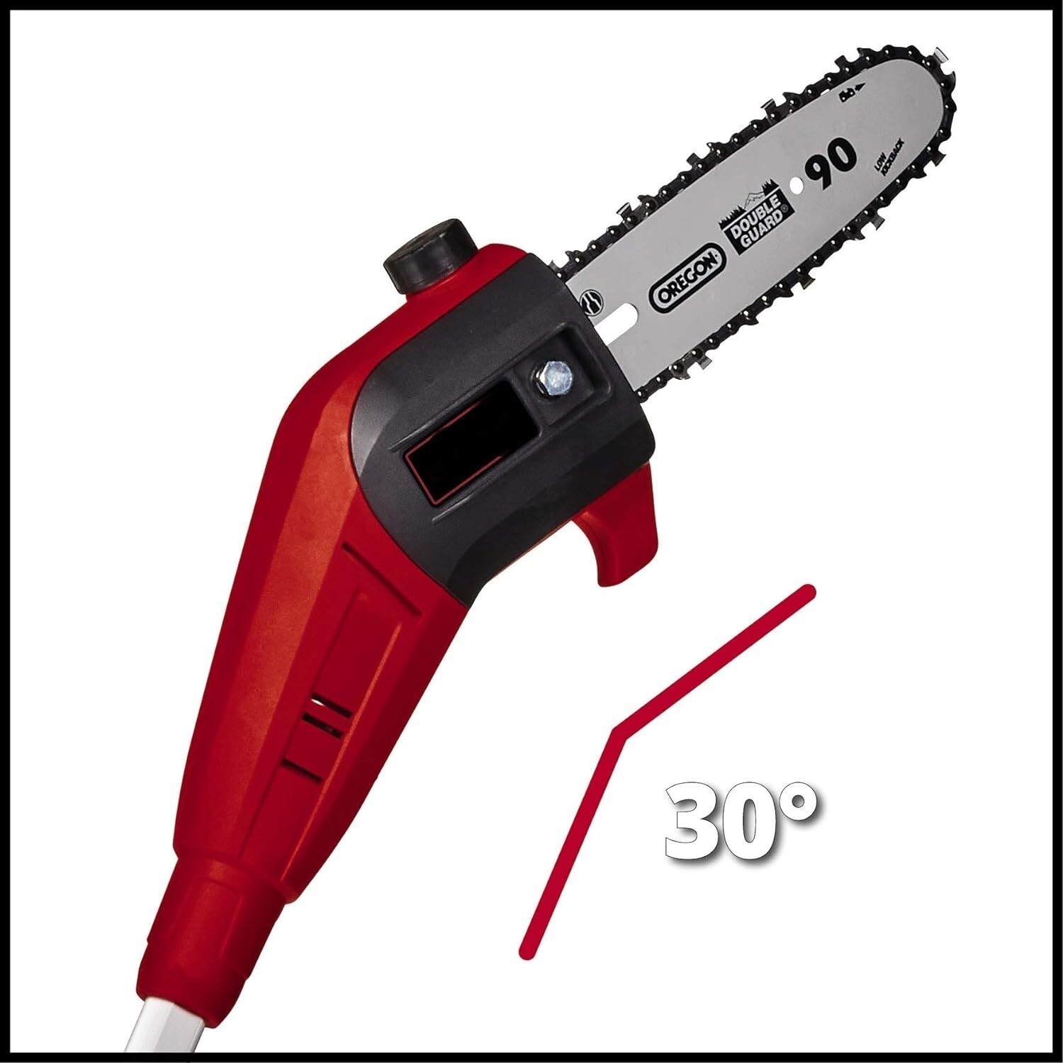 18V Cordless Pole Pruner with 20 cm Blade, 30° Tilt Motor Head, Extension Rod, and Metal Gear