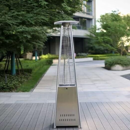 Pyramid Gas Patio Heater 13kw Outdoor Patio Gas Heater Garden, Camp, BBQ Parties Stainless Steel Pyramid Style