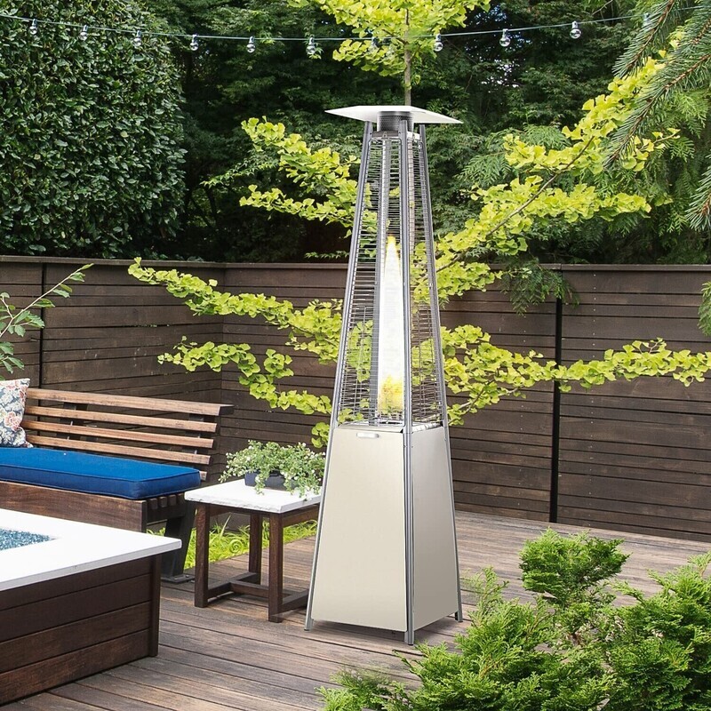 Pyramid Gas Patio Heater 13kw Outdoor Patio Gas Heater Garden, Camp, BBQ Parties Stainless Steel Pyramid Style