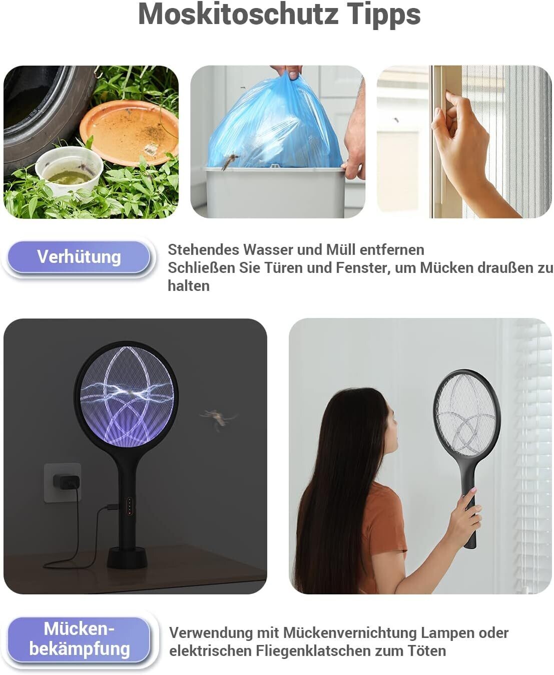 Electric Fly Swatter Extra Strong 4000V 2-in-1 USB-C Rechargeable Mosquito Swatter with UV Light Trap – Portable Bug Zapper for Home and Outdoors