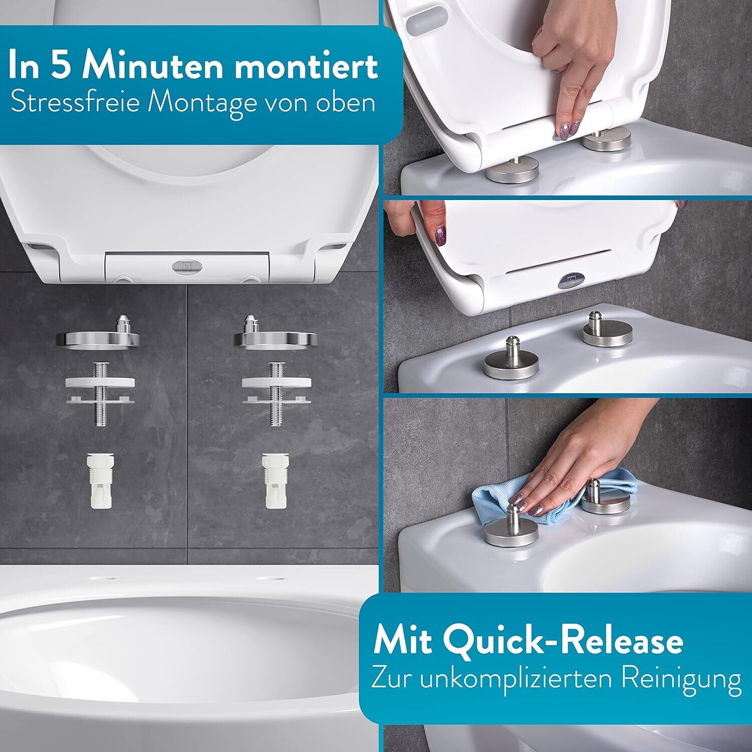 Toilet Seat with Quick-Release Function and Soft-Close Mechanism